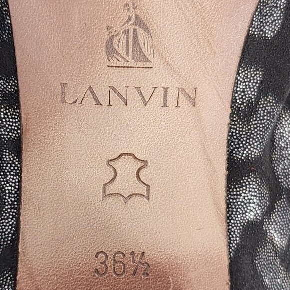 LANVIN Paris Metallic Spotted Leopard Pump Black Silver - Picture 10 of 10